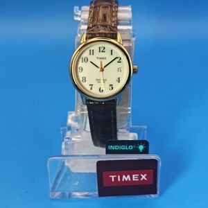 New! Vintage 2012 Timex Easy Reader Date 25mm Women's Quartz Watch Leather NOS